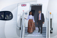 Rishi Sunak and his wife arrive in India