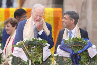 Prime Minister Rishi Sunak places a wreath at Raj Ghat