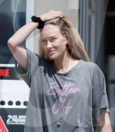 Dancing With The Stars glamour girl Peta Murgatroyd looks unrecognizable as she goes makeup free and pumps gas in her slippers on a hot summer day in Los Angeles.