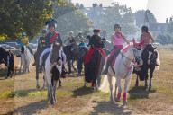 Annual fancy dress charity horse ride on Wimbledon common south west London, UK.