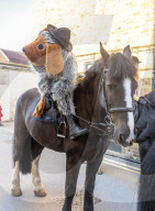 Annual fancy dress charity horse ride on Wimbledon common south west London, UK.