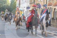 Annual fancy dress charity horse ride on Wimbledon common south west London, UK.