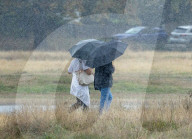 Wind and rain on Wimbledon Common south-west London