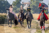 Annual fancy dress charity horse ride on Wimbledon common south west London, UK.
