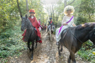 Annual fancy dress charity horse ride on Wimbledon common south west London, UK.