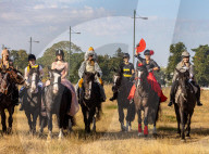 Annual fancy dress charity horse ride on Wimbledon common south west London, UK.