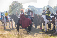 Annual fancy dress charity horse ride on Wimbledon common south west London, UK.