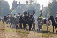 Annual fancy dress charity horse ride on Wimbledon common south west London, UK.