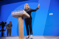 Leader of the House of Commons Penny Mourdant speech on the final day of Conservative party conference in Manchester, UK.