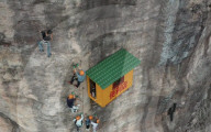 Incovenient convenience store 120 metres up a sheer cliff face