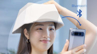 Hat that looks like a keyboard letter button can be used to type