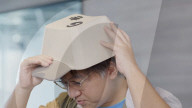 Hat that looks like a keyboard letter button can be used to type