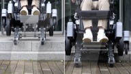 World's first wheelchair for climbing stairs and letting the user stand upright