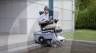 World's first wheelchair for climbing stairs and letting the user stand upright