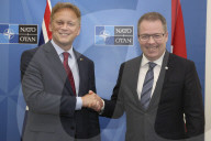 The Defence Secretary Grant Shapps attends the Meeting of NATO Ministers