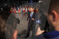 The Defence Secretary Grant Shapps attends the Meeting of NATO Ministers