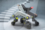 Stair-climbing transport can be bike, wheelchair or stretcher carrier