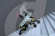 Stair-climbing transport can be bike, wheelchair or stretcher carrier