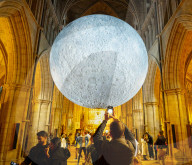 Museum of the Moon by Luke Jerram at Southwark Cathedral, London, UK.