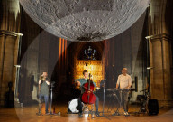 Museum of the Moon by Luke Jerram at Southwark Cathedral, London, UK.
