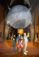 Museum of the Moon by Luke Jerram at Southwark Cathedral, London, UK.