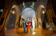 Museum of the Moon by Luke Jerram at Southwark Cathedral, London, UK.