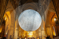 Museum of the Moon by Luke Jerram at Southwark Cathedral, London, UK.