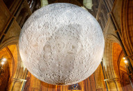 Museum of the Moon by Luke Jerram at Southwark Cathedral, London, UK.