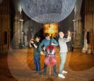 Museum of the Moon by Luke Jerram at Southwark Cathedral, London, UK.