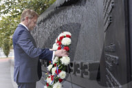 Defence Secretary Grant Shapps  lays a wreath at The Holodomor Memorial