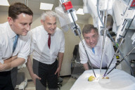 Health Secretary Steve Barclay tried out robot arms for keyhole surgery touted as future of NHS.
