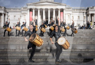 17 Argentinian drummers - Malevo in 
Trafalgar Square, London, UK. 
