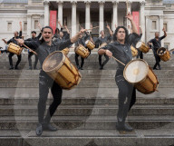 17 Argentinian drummers - Malevo in 
Trafalgar Square, London, UK. 