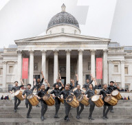 17 Argentinian drummers - Malevo in 
Trafalgar Square, London, UK. 