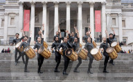 17 Argentinian drummers - Malevo in 
Trafalgar Square, London, UK. 