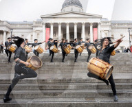 17 Argentinian drummers - Malevo in 
Trafalgar Square, London, UK. 