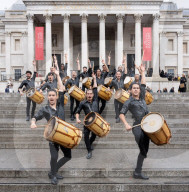 17 Argentinian drummers - Malevo in 
Trafalgar Square, London, UK. 