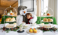 Snowman themed Afternoon Tea at Grosvenor House Hotel, London, UK.