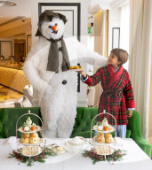 Snowman themed Afternoon Tea at Grosvenor House Hotel, London, UK.