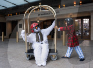 Snowman themed Afternoon Tea at Grosvenor House Hotel, London, UK.