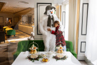 Snowman themed Afternoon Tea at Grosvenor House Hotel, London, UK.