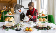Snowman themed Afternoon Tea at Grosvenor House Hotel, London, UK.