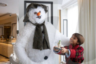 Snowman themed Afternoon Tea at Grosvenor House Hotel, London, UK.