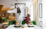 Snowman themed Afternoon Tea at Grosvenor House Hotel, London, UK.