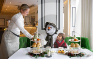 Snowman themed Afternoon Tea at Grosvenor House Hotel, London, UK.