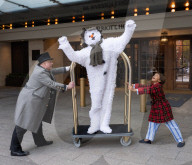 Snowman themed Afternoon Tea at Grosvenor House Hotel, London, UK.