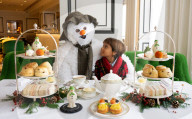Snowman themed Afternoon Tea at Grosvenor House Hotel, London, UK.