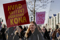 Iceland PM joins crowd of 100,000 for full-day women's strike