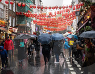 Raining in Soho, London, UK. 