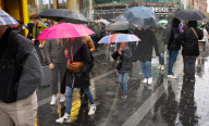 Raining in Soho, London, UK. 